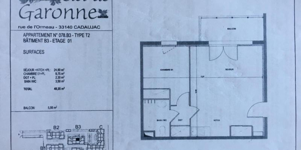 appartement à CADAUJAC (33140)